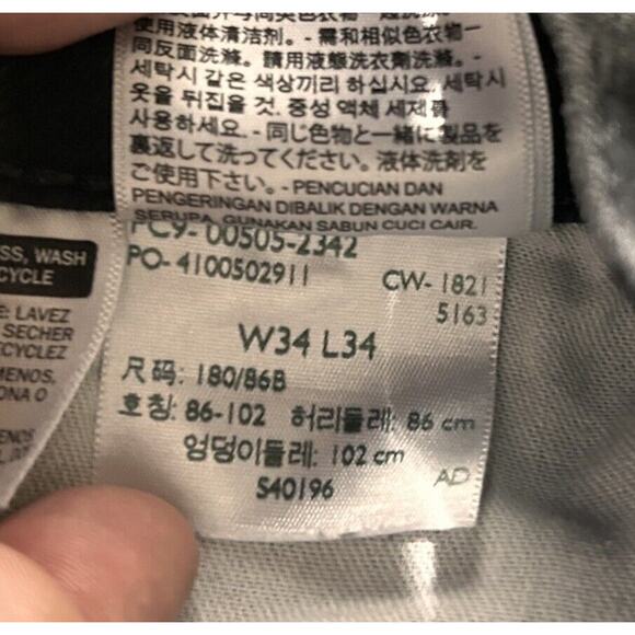 Levi's 505 Mens Black Dark Wash 5 Pocket Denim Straight Leg Jeans Size 34X34 - Picture 3 of 7